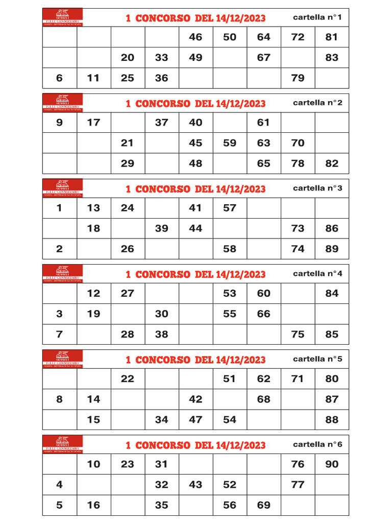 CARTELLE TOMBOLA PDF