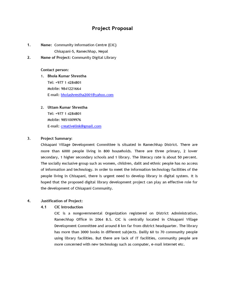 Proposal For e Library | PDF | Libraries | Digital Library