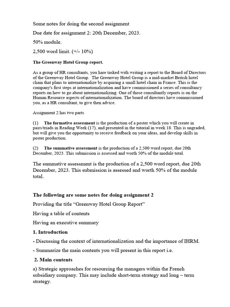 Some Notes For Doing Assignment 2 - 2023 - 2024 | PDF | Human Resource ...