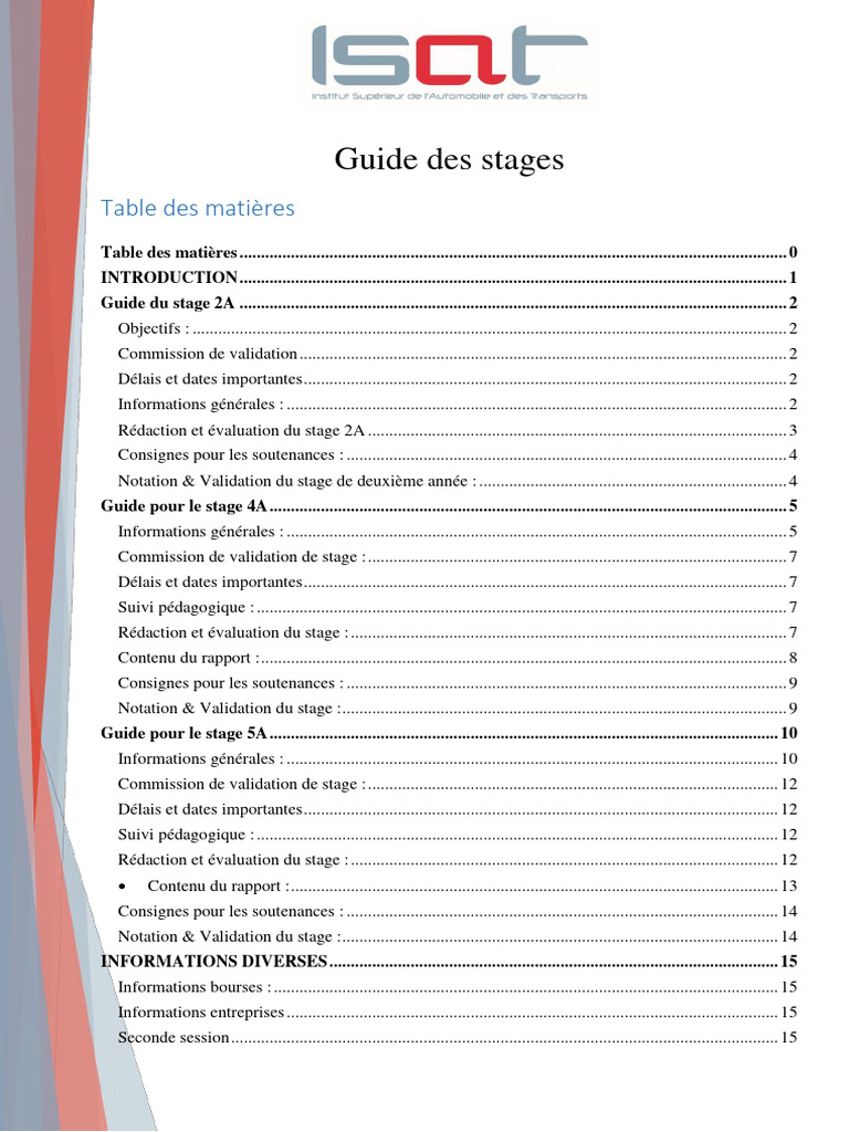 Guide des stages ISAT 2025 | PDF