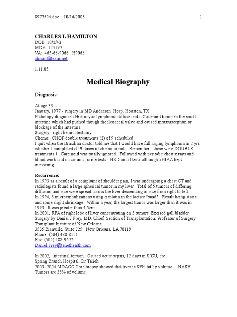 Medical Bio Hamilton, CL | PDF | Medical Specialties | Clinical Medicine