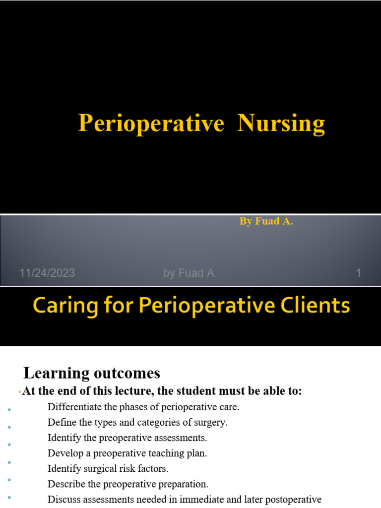 DEFINE PERIOPERATIVE CARE intelligence overview
