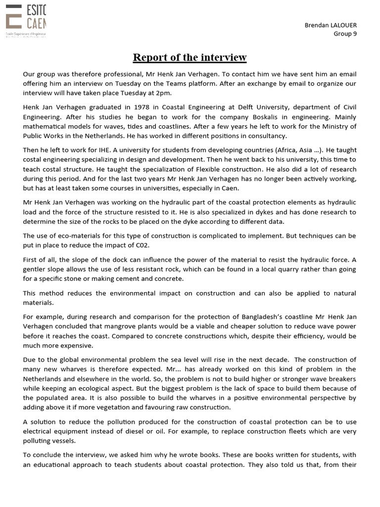 Report of The Interview | PDF | Concrete | Natural Environment