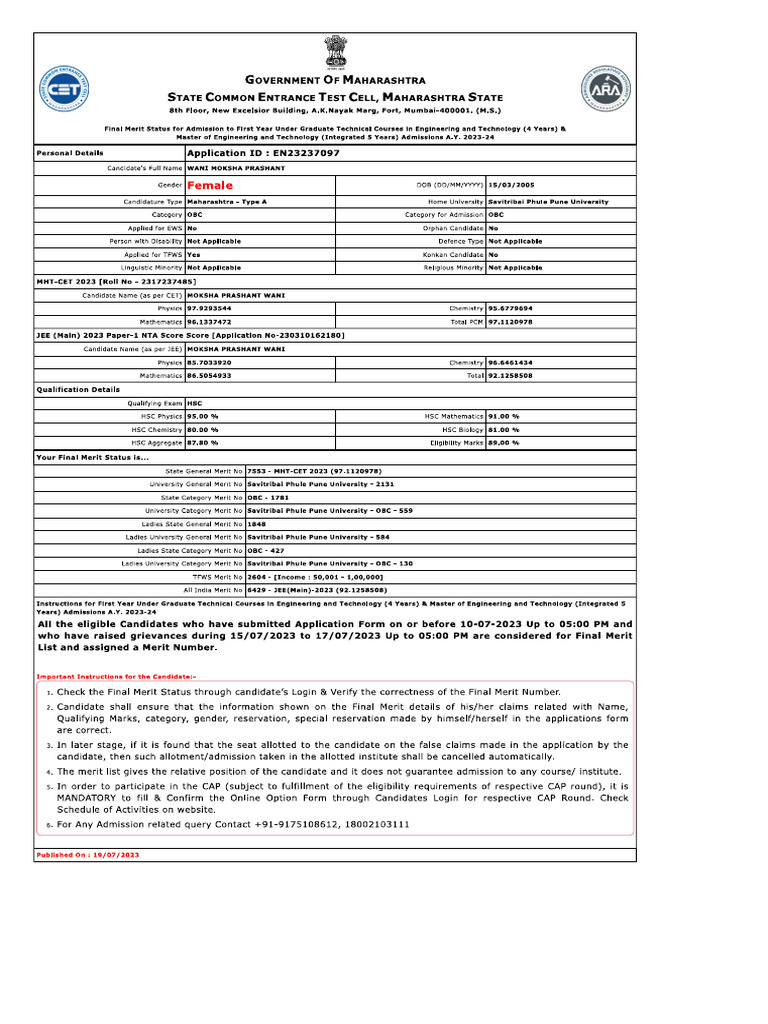 Final Merit List | PDF