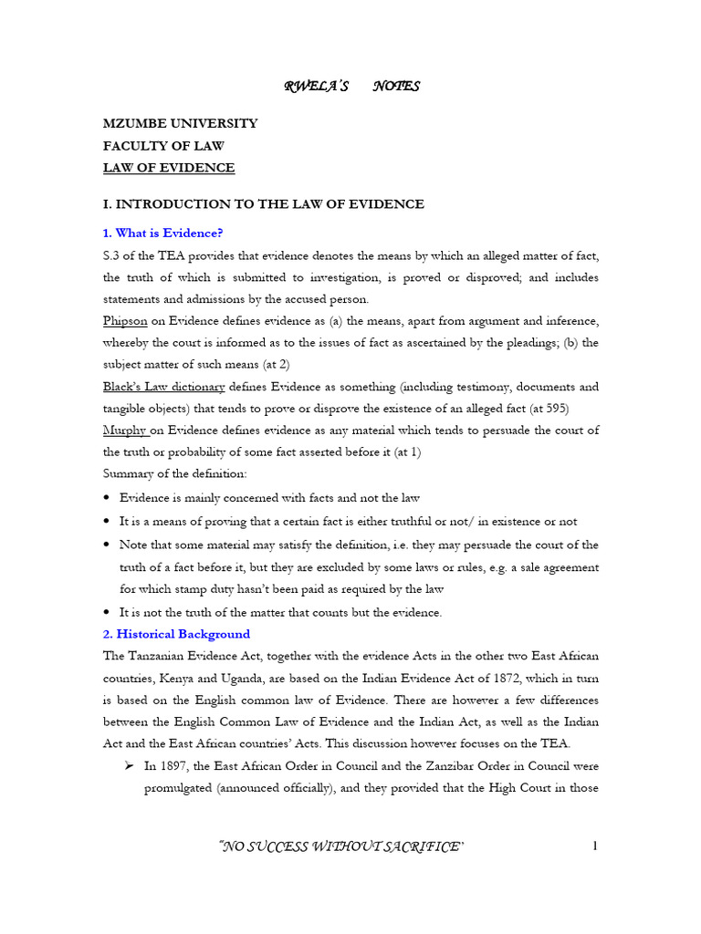 Evidence Notes Original | Download Free PDF | Hearsay | Evidence (Law)