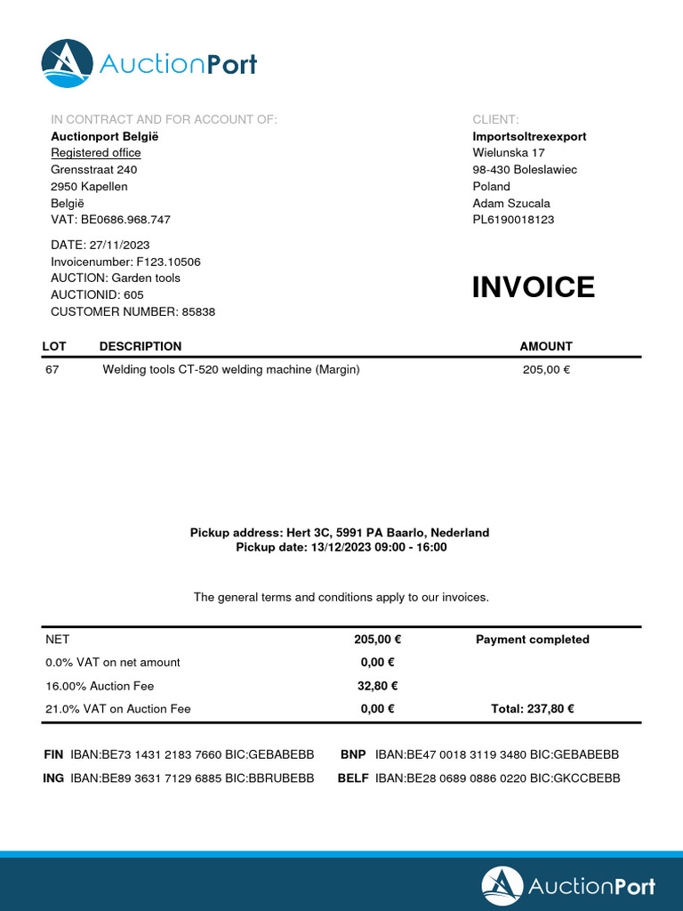 Invoice: in Contract and For Account Of: Client | PDF