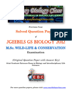 GS Biology Wild Life 2012 Question Paper