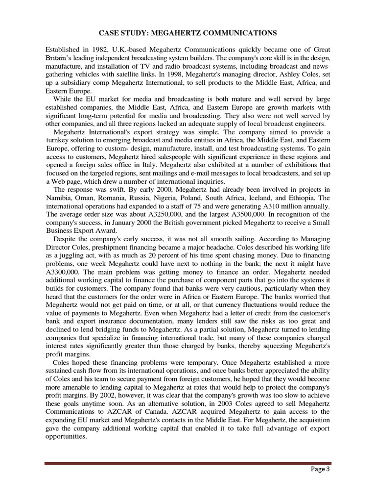 Case Study Megahertz Communication Pdf Banks Loans