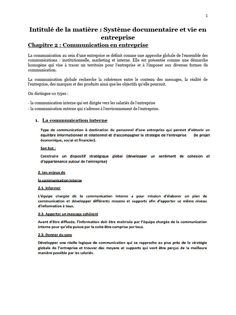 Communication en entreprise : types et stratégies | PDF | Évolution de ...