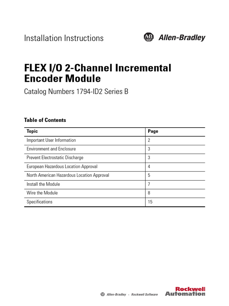 FLEX I/O Encoder Module Installation Guide | PDF | Electrical Wiring ...