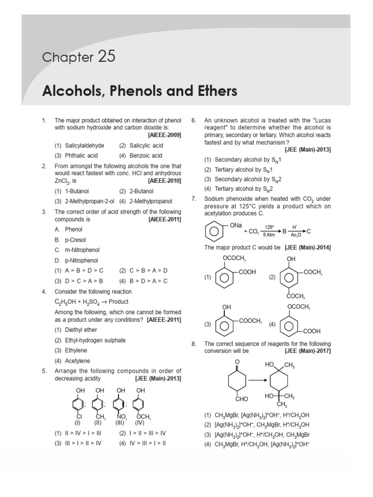 Alcohols, Phenols, and Ethers Overview | PDF | Acid | Ether