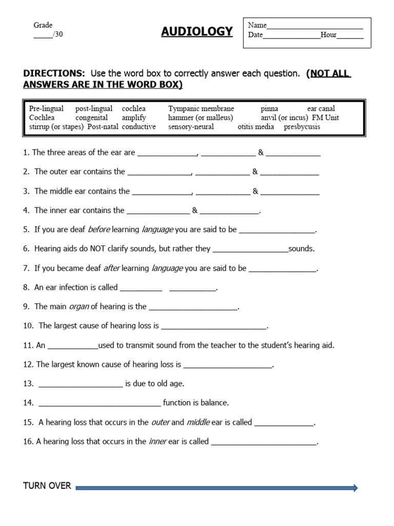 AUDIOLOGY_QUIZ PDF Ear Hearing
