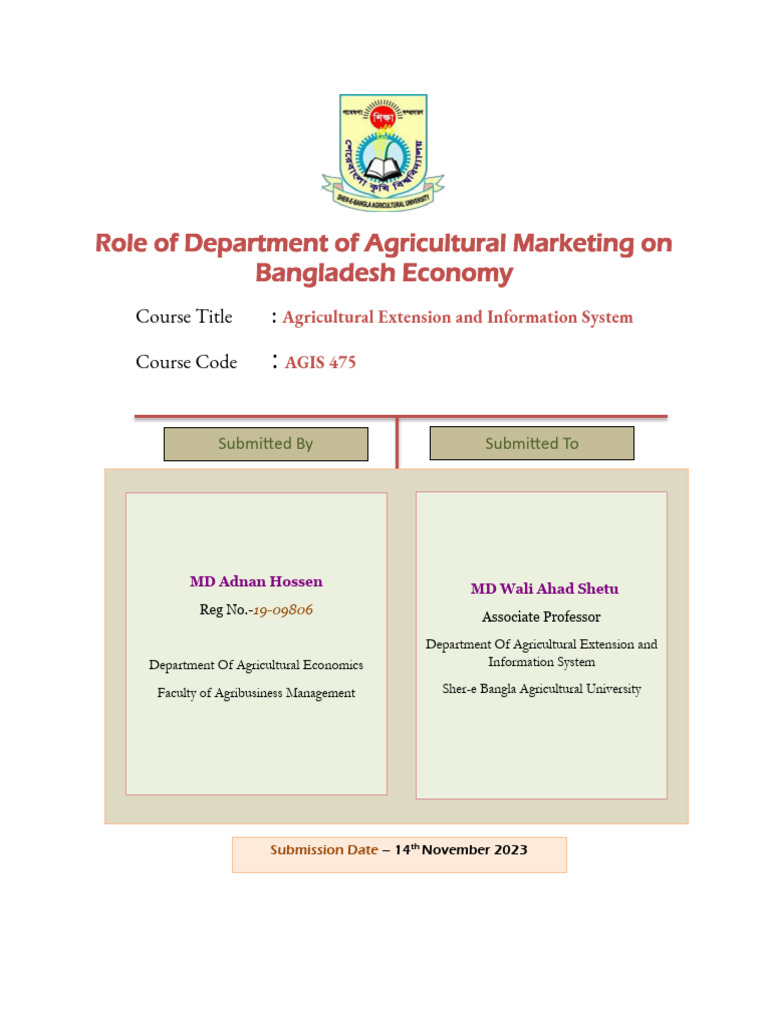 Role of Agricultural Marketing in Bangladesh | PDF | Agribusiness ...