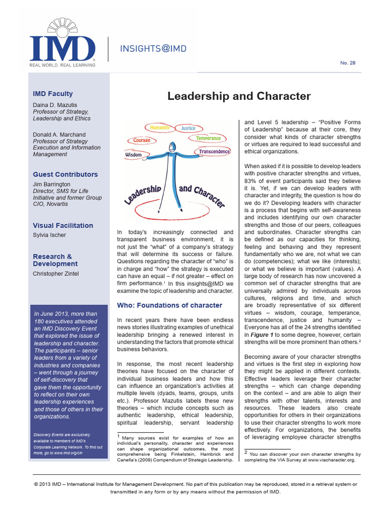 Leadership and Character | PDF | Leadership