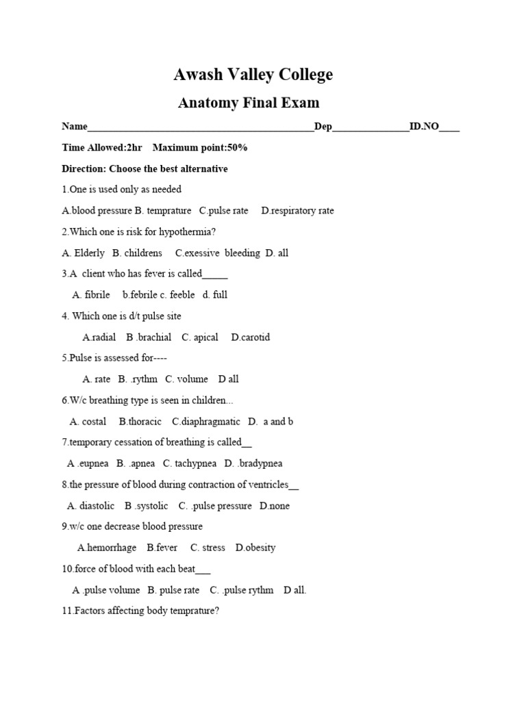 Anatomy Final Exam Pdf Heart Valve Aorta