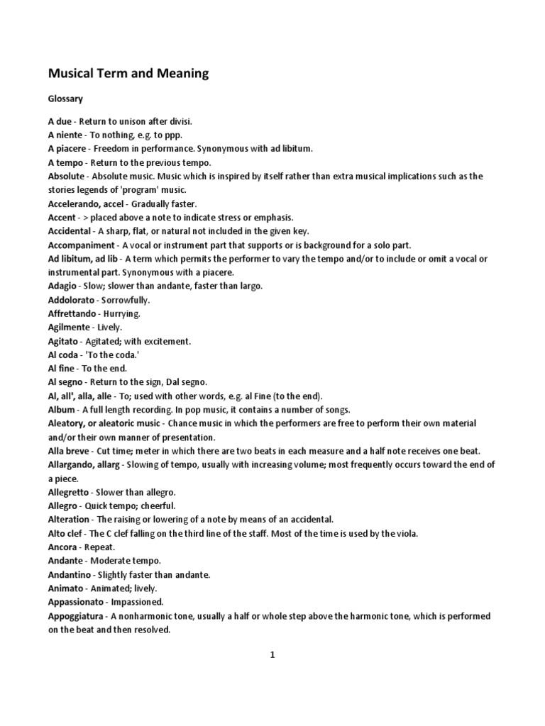 Music Terminology Glossary | PDF | Chord (Music) | Scale (Music)