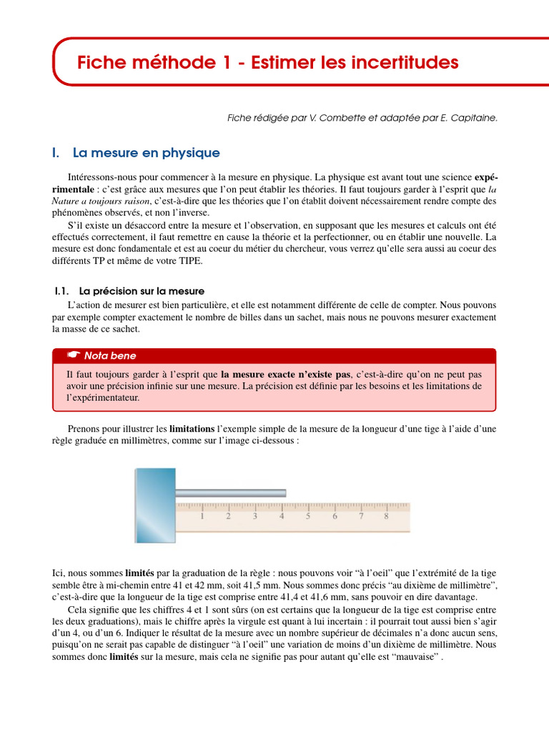 Fiche 1 - Estimer Les Incertitudes | PDF | Chiffre significatif | Loi ...
