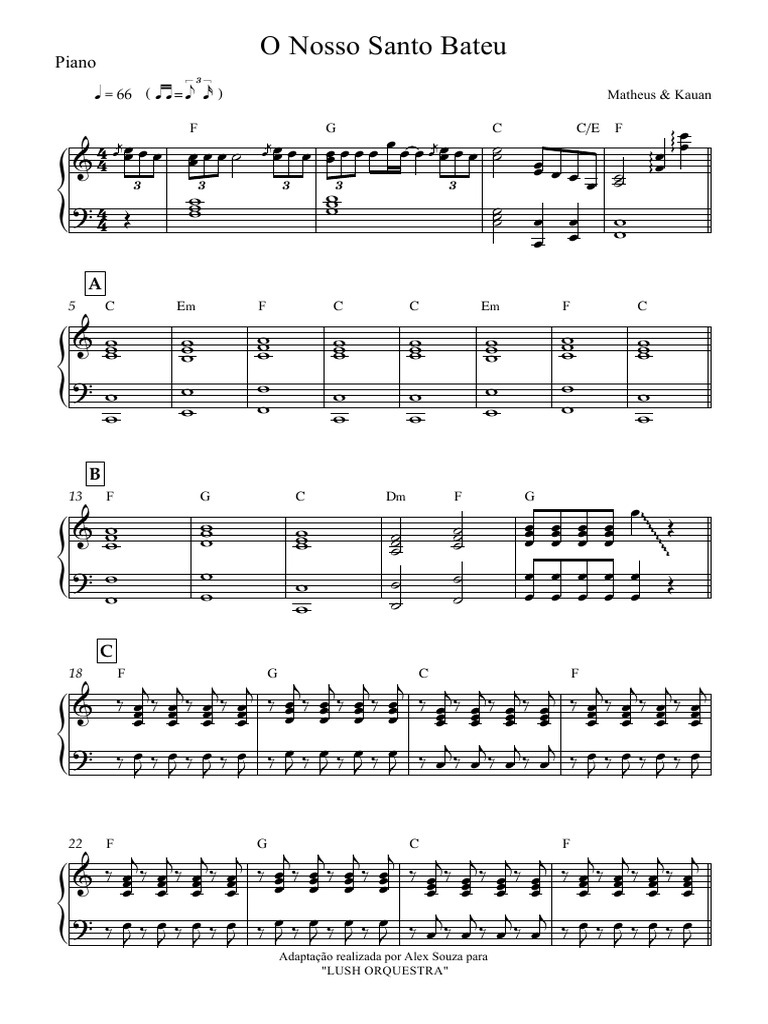 O Nosso Santo Bateu - Piano | PDF