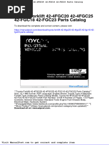 Toyota Forklift 42 4fgc20!42!4fgc25 42 Fgc18 42 Fgc23 Parts Catalog