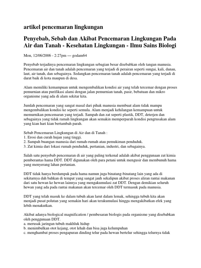 Artikel Pencemaran Lingkungan