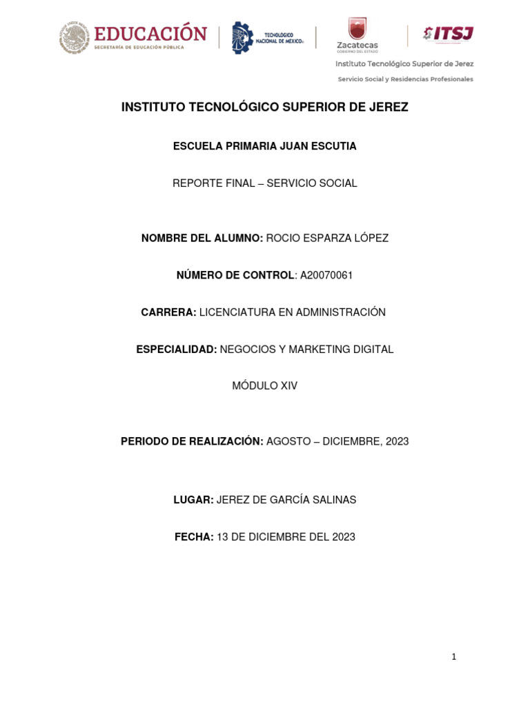 Informe de Servicio Social en Educación | PDF | Trabajo Social ...