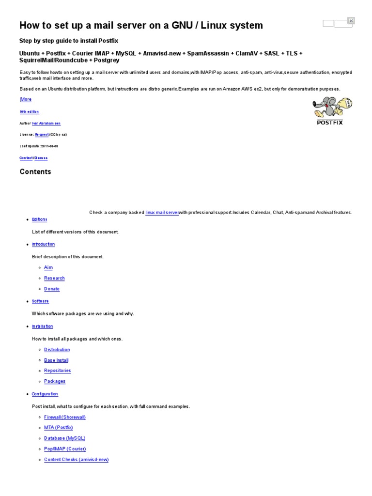 How To Set Up A Mail Server On A GNU Linux System | PDF | Transport ...