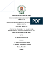 Productos Organicos y Su Impacto en El Mejoramiento de La Calidad Alimentaria en Los Habitantes Del Canton Milagro