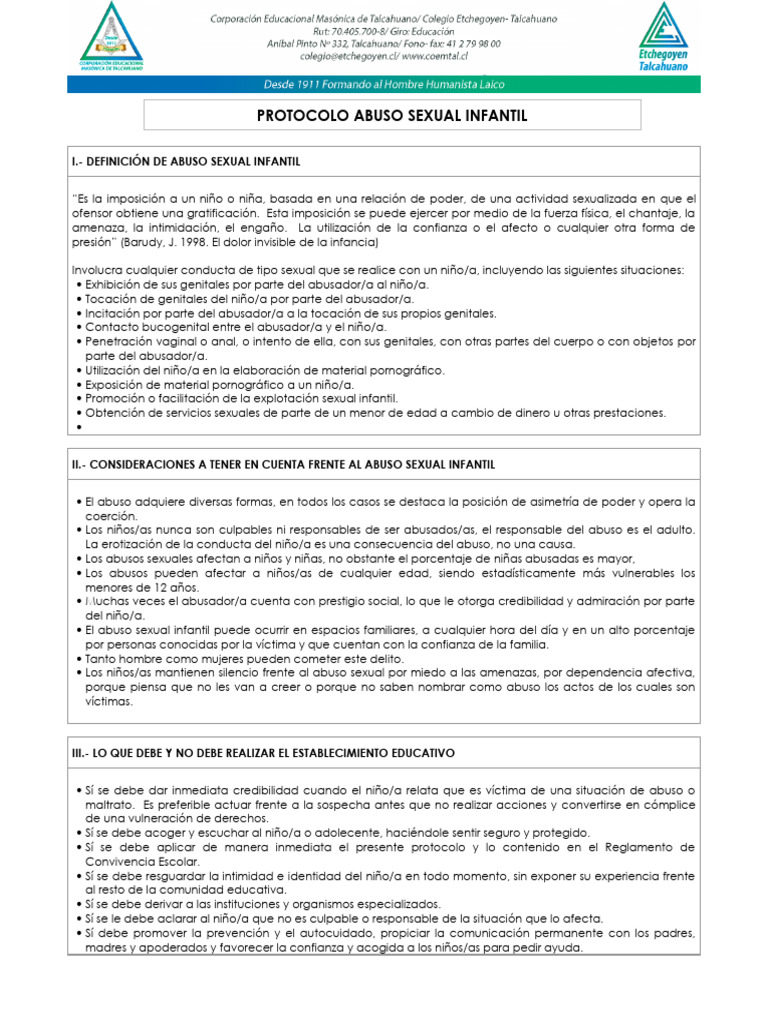Protocolo Abuso Sexual 1 | PDF | Abuso sexual | Abuso Sexual Infantil