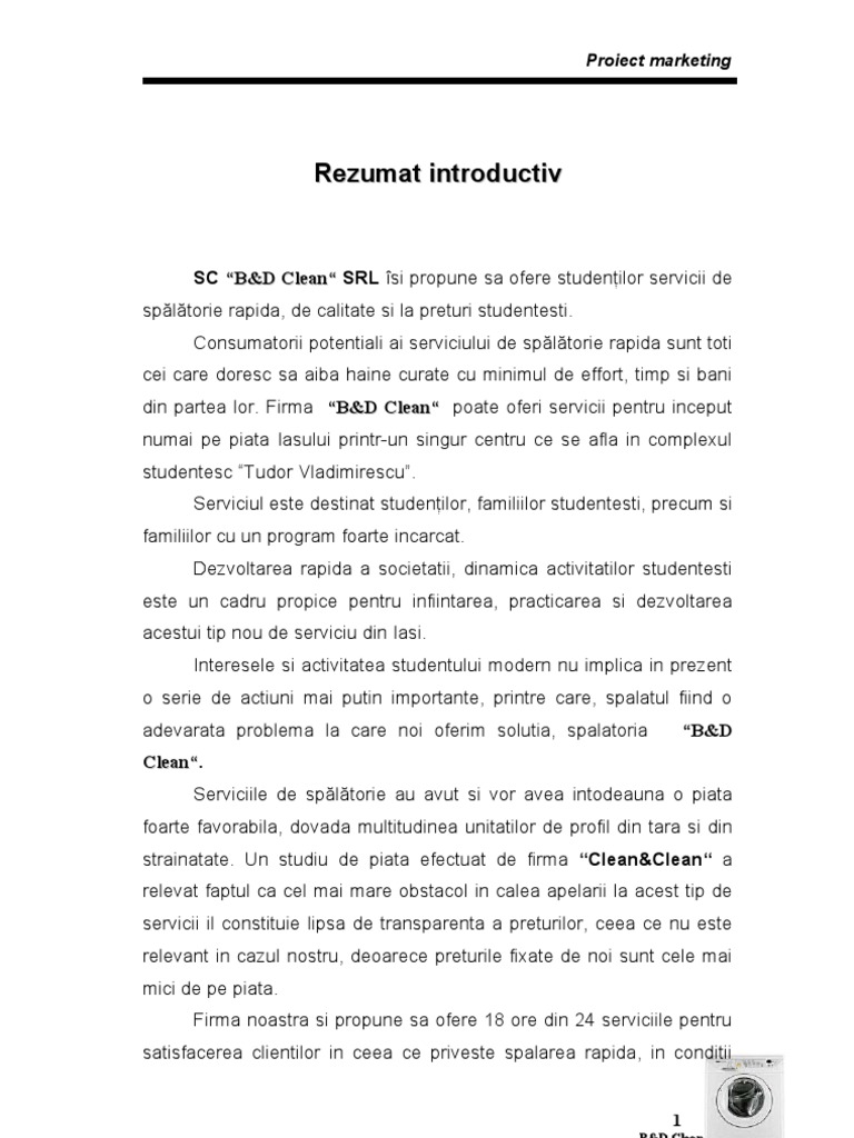 Plan De Afaceri Spalatorie De Haine