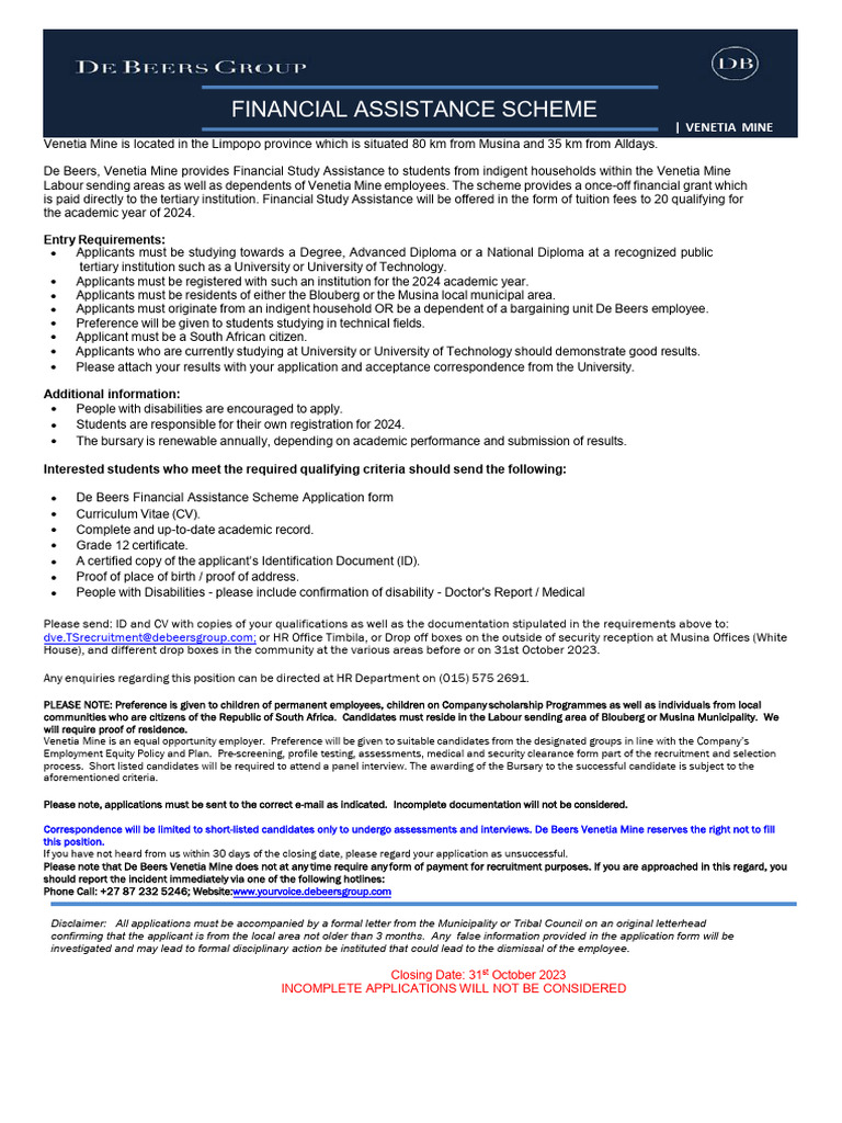 Financial Study Assistance 2024 PDF