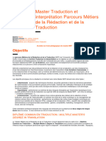 Program Master Traduction Et Interpretation Parcours Metiers de La Redaction Et de La Traduction