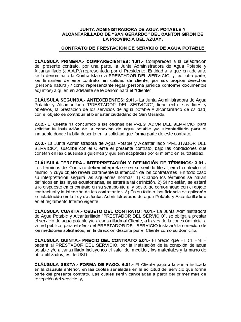 Contrato de Conexion de Agua y Alacant | PDF | Empresa de propiedad ...