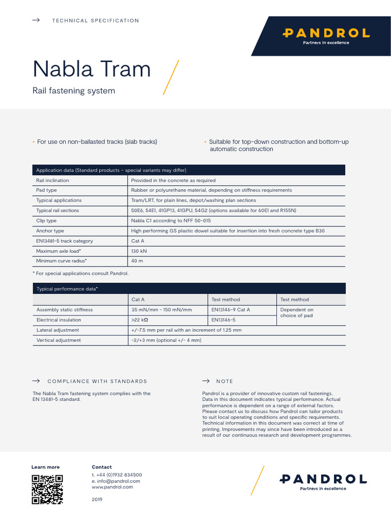 Nabla Tram Rail Fastening System Specs | PDF | Rail Transport | Top ...