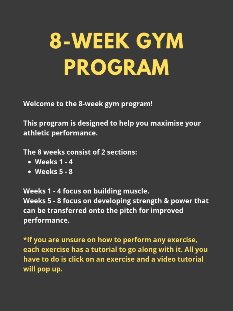 8-Week Gym Program | PDF | Kettlebell | Strength Training