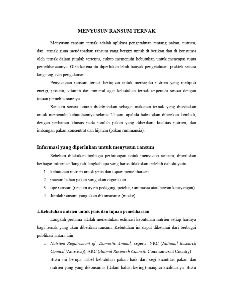 Penyusunan Ransum Ternak yang Efektif | PDF | Kesehatan Holistik