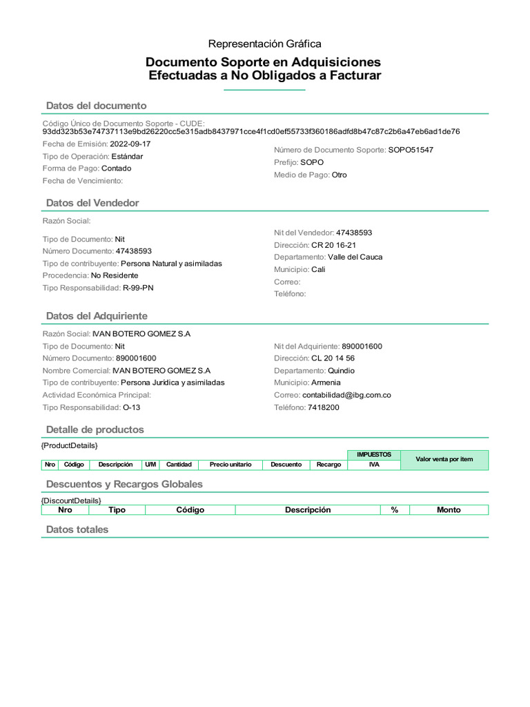 Documento Soporte en Adquisiciones Efectuadas A No Obligados A Facturar ...