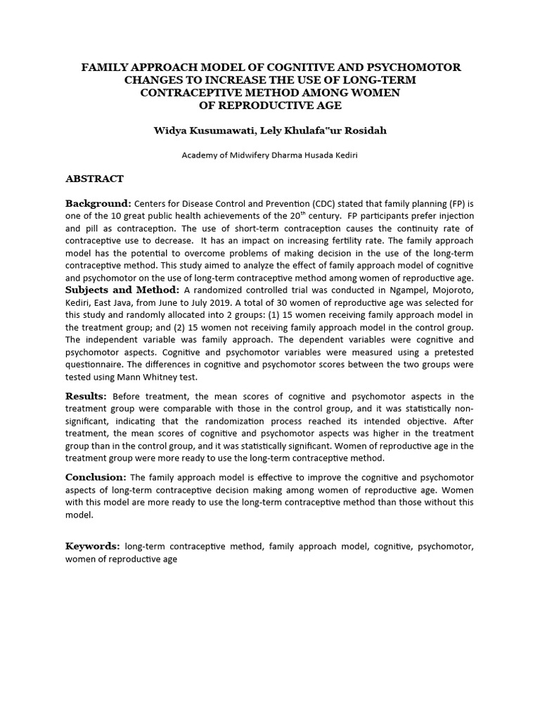 Family Approach to Long-Term Contraception | PDF | Birth Control ...