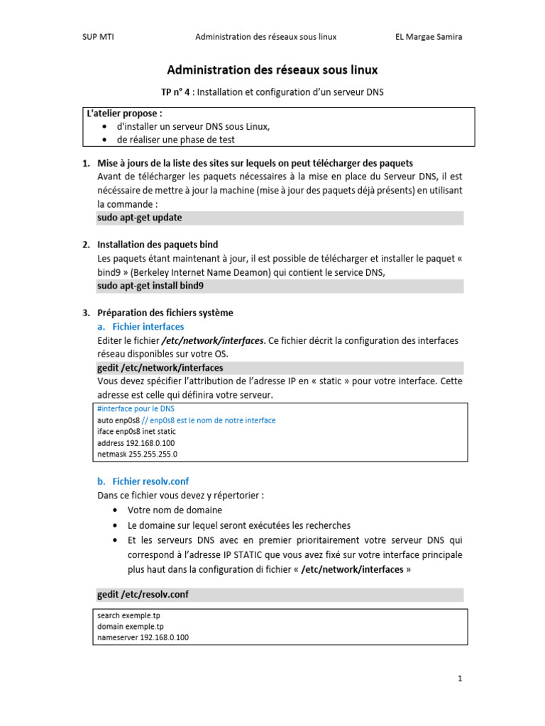 Installer un serveur DNS sous Linux | PDF | Système de noms de domaines ...