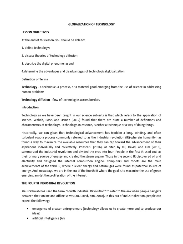 Technology's Role in Globalization | PDF | Internet | Globalization