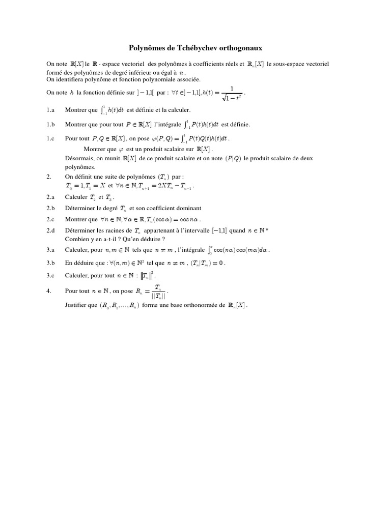 Polynômes de Tchébychev Orthogonaux PDF — free download