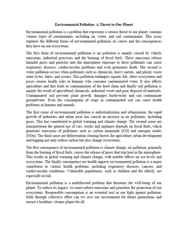 Environmental Pollution Pdf Pollution Air Pollution