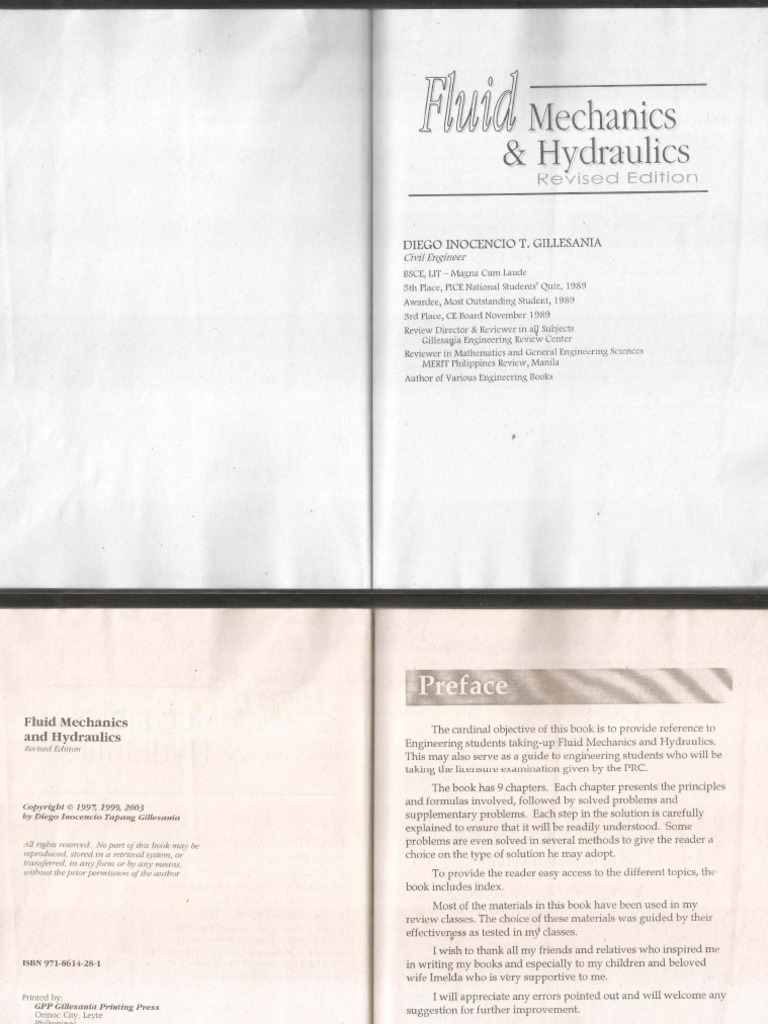 Fluid Mechanics and Hydraulics Dit | PDF