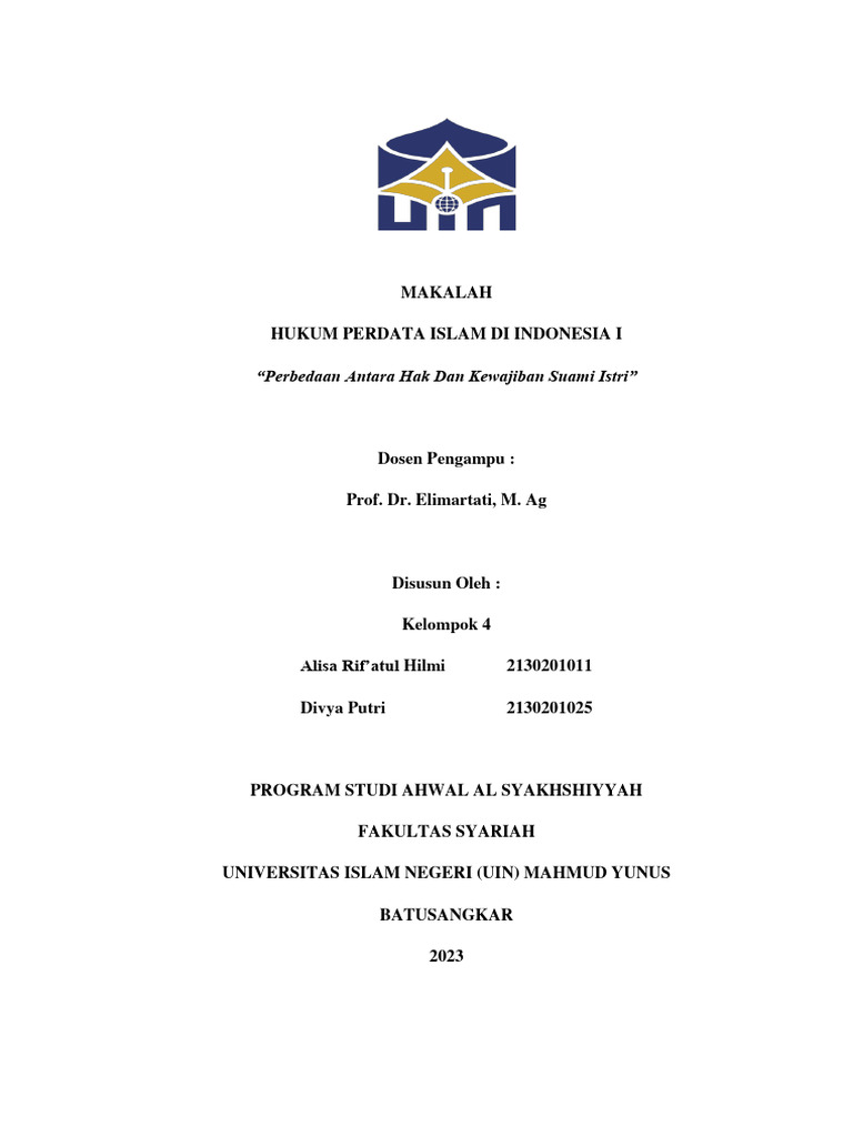Perbedaan antara hak dan kewajiban suami istri pdf