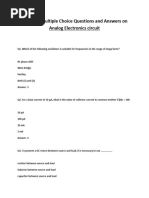 Probable Multiple Choice Questions and Answers On Analog Electronics Circuit