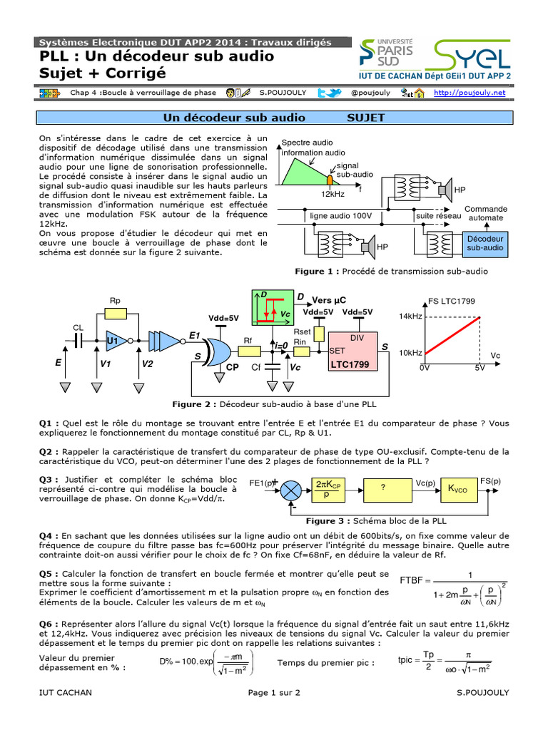 Corrigé : Décodeur Sub-Audio PLL | PDF | Électronique | Ingénierie des ...