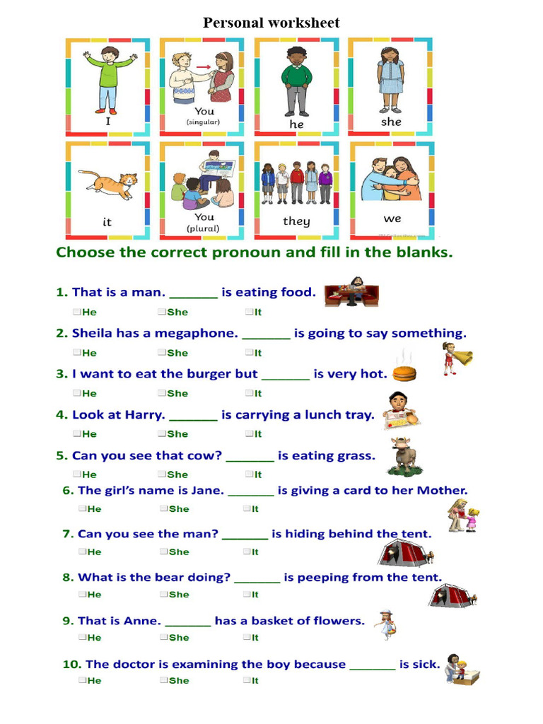 Personal Worksheet | PDF | Picnic | Meal