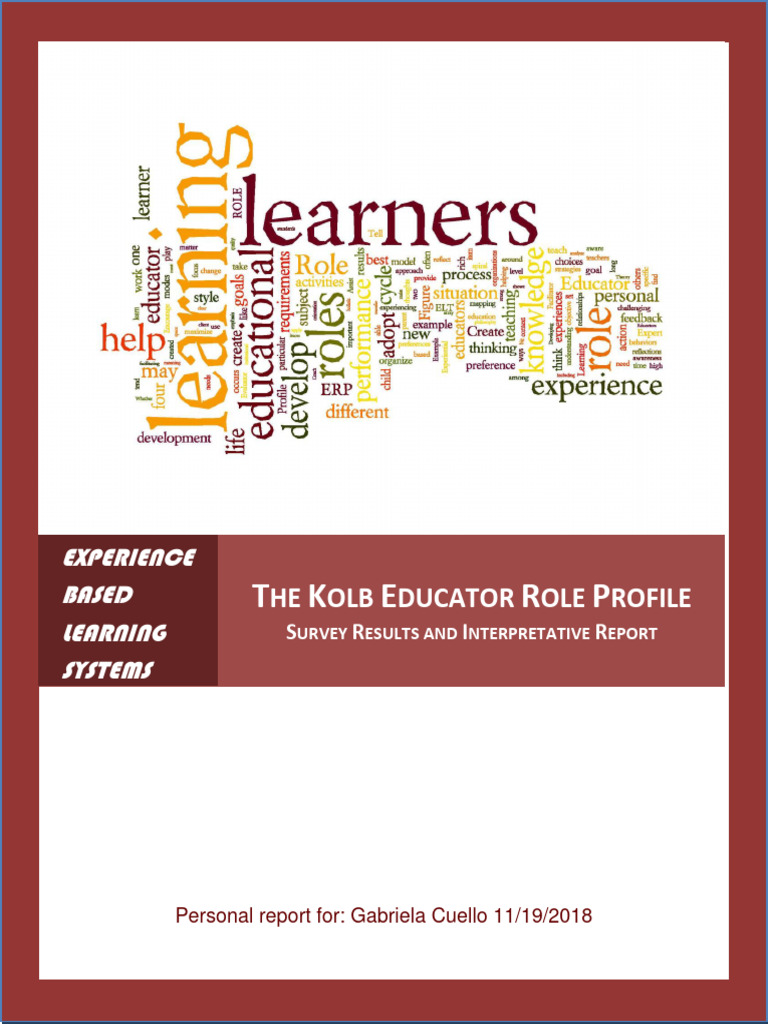 Kolb Educator Role Profile Report | PDF | Learning | Leadership