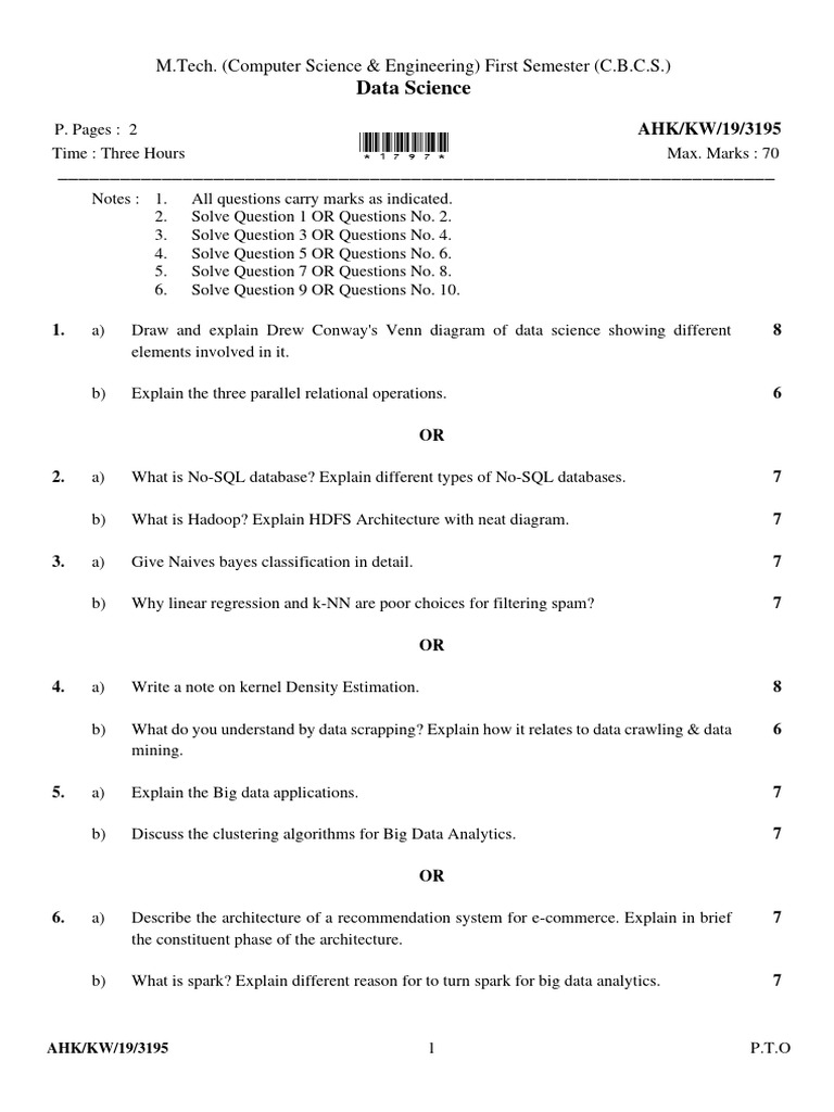 Data science m tech computer science engineering first semester