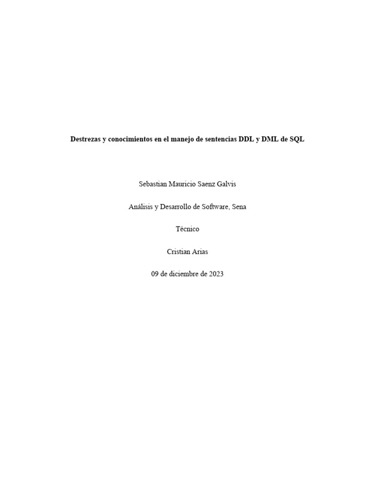 Manejo de Sentencias DDL y DML en SQL | PDF