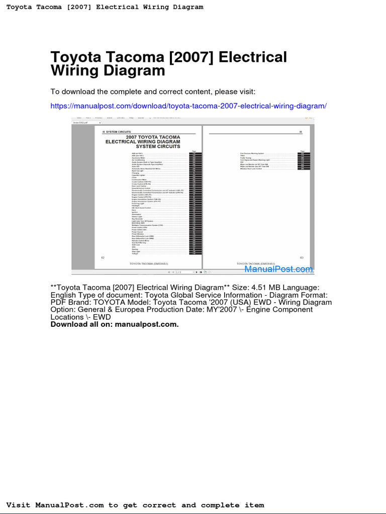 2007 Toyota Tacoma Jbl Wiring Diagram